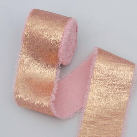 Xiao Hua pink velvet ribbon -2 pieces, 1.57 inches wide, 5 meters long, velvet ribbon with tassels, Christmas tassel ribbon, decorative wide ribbon and Christmas tree velvet ribbon