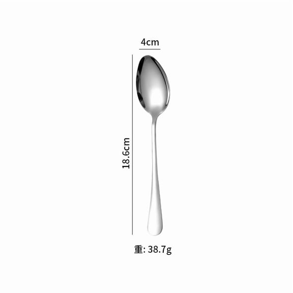 Xiao Hua premium stainless steel tableware -4-piece set of silver polished tableware, 7.32*1.57 inch stainless steel spoon, dishwasher safe, suitable for daily catering services