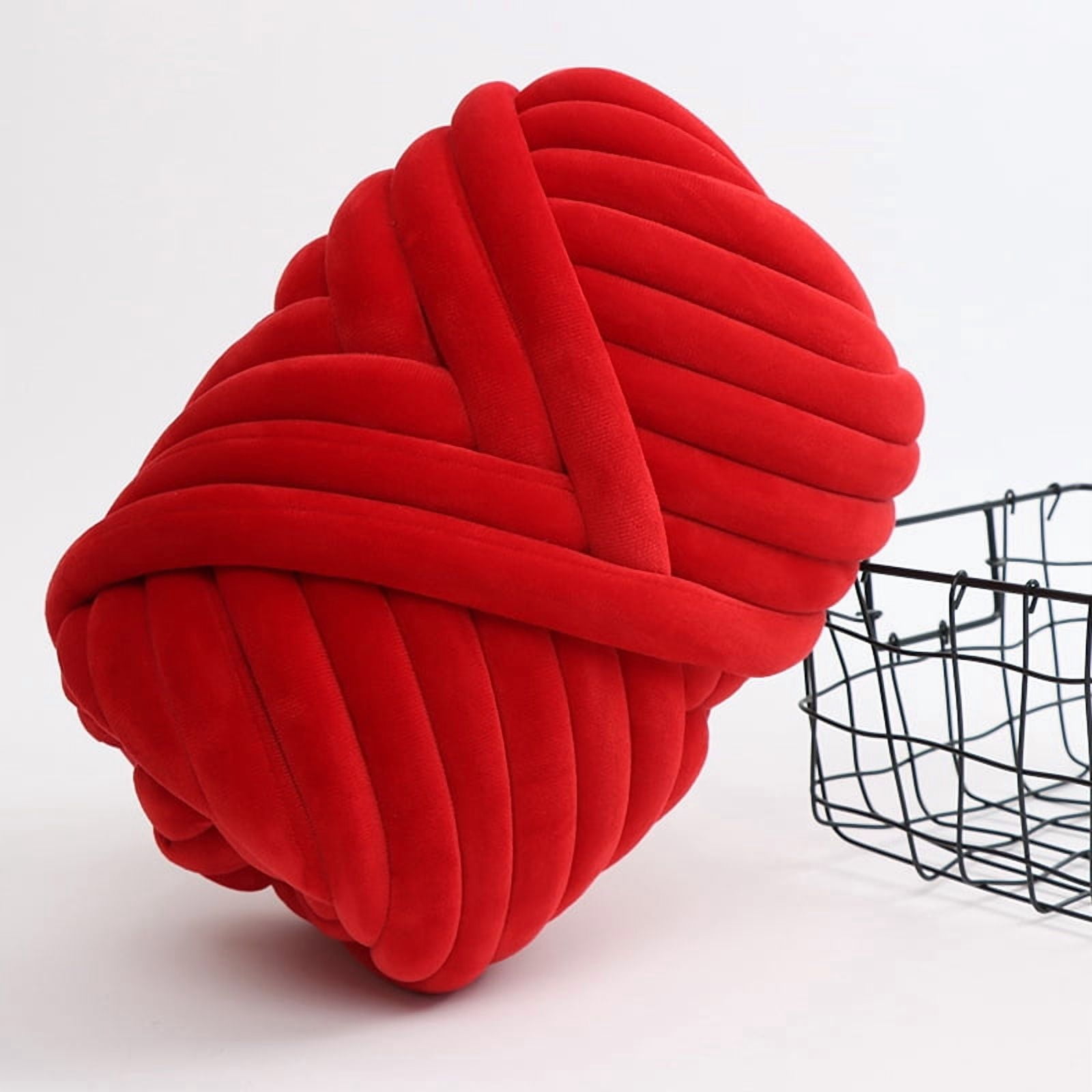 Xiao Hua red 500g 1 roll arm knitted yarn, 0.98-1.18 inch wide tube knitted blanket yarn, soft velvet crochet hand woven yarn, very suitable for arm finger knitting