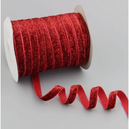 Xiao Hua red Sparkling Ribbon -0.39 inches wide x 50 yards long, used for birthday party decoration, Sparkling Craft Ribbon, Gift Packaging Decorative Ribbon, 1 piece