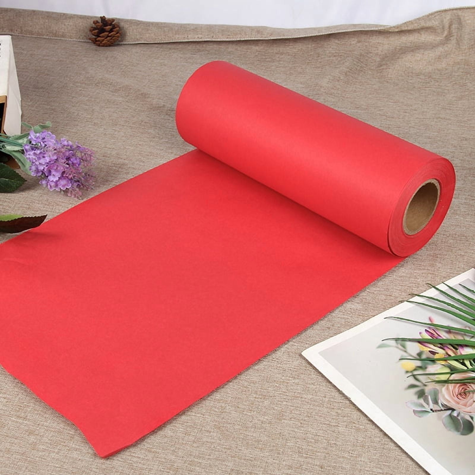 Xiao Hua red waterproof kraft paper 1968.5 * 11.81 inches 1 roll - waterproof flower packaging paper, thick and durable, very suitable for wedding floral DIY craft gift packaging