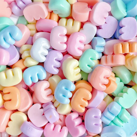 Xiao Hua resin letter bead 20PCS-0.51 * 0.51 inch non porous 3D flat back accessory, used for DIY jewelry making, nail art supplies, phone case decoration, random color, letter E