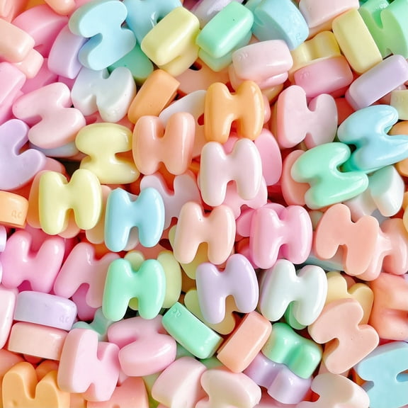Xiao Hua resin letter bead 20PCS-0.51 * 0.51 inch non porous 3D flat back accessory, used for DIY jewelry making, nail art supplies, phone case decoration, random color, letter H