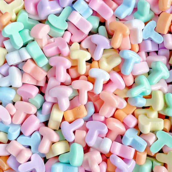 Xiao Hua resin letter bead 20PCS-0.51 * 0.51 inch non porous 3D flat back accessory, used for DIY jewelry making, nail art supplies, phone case decoration, random color, letter T