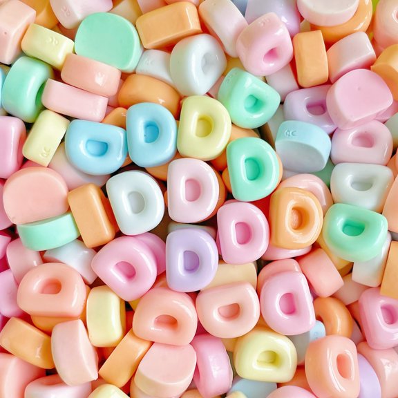 Xiao Hua resin letter bead 20PCS-0.51 * 0.51 inch non porous 3D flat back accessory, used for DIY jewelry making, nail art supplies, phone case decoration, random color, letter D