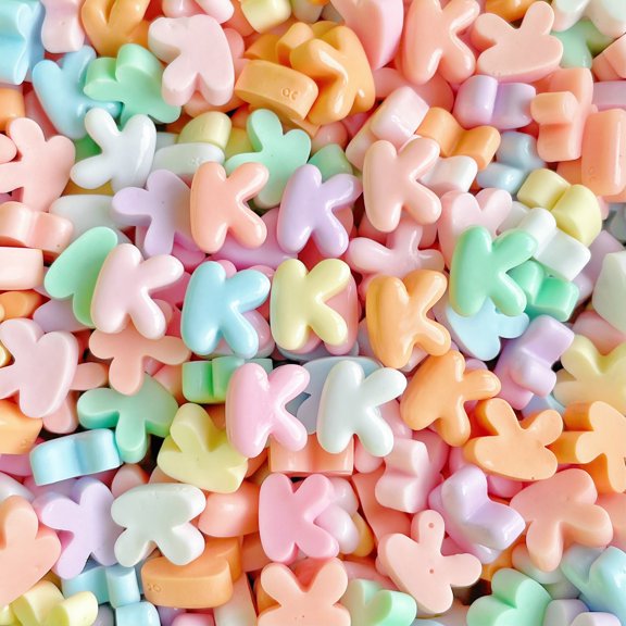 Xiao Hua resin letter bead 20PCS-0.51 * 0.51 inch non porous 3D flat back accessory, used for DIY jewelry making, nail art supplies, phone case decoration, random color, letter K
