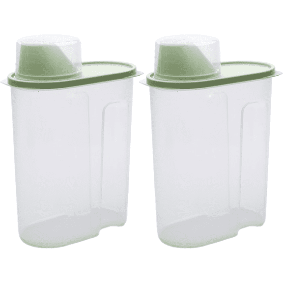 Xiao Hua sealed dry grain storage container, sealed container dispenser, with pouring port, grain measuring cup, green, 2.5 liters, 2 pieces