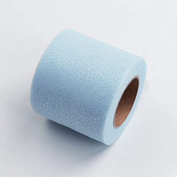 Xiao Hua sequin mesh ribbon -2 pieces of light blue 2.36 inches wide, 25 yards long, sparkling decorative sequin mesh ribbon, used for party decoration, wedding background decoration
