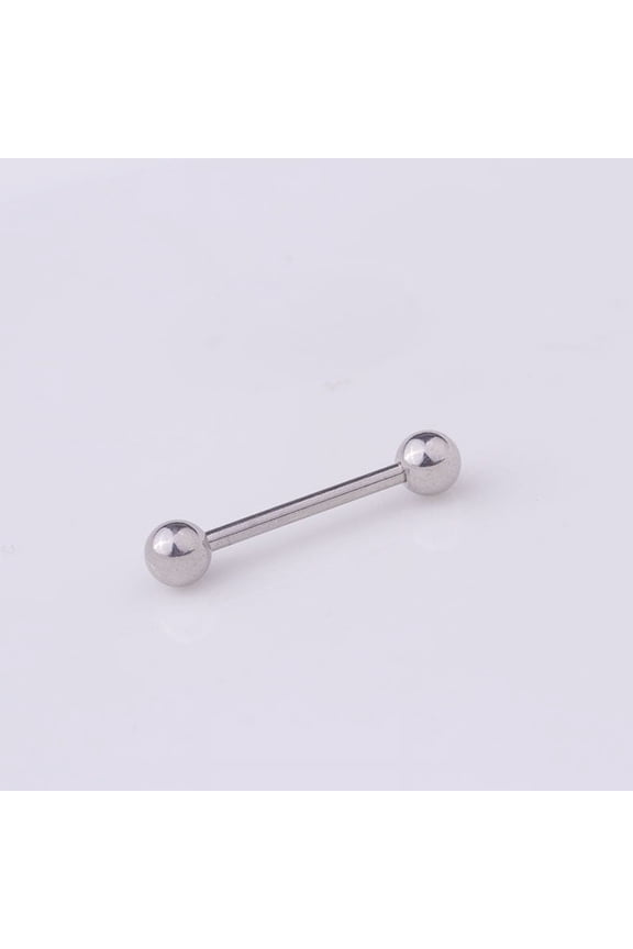silver stainless steel tongue rings -10 pieces, 19mm rod length 1.6mm rod diameter, screw in straight ball barbell, used for body piercing accessories