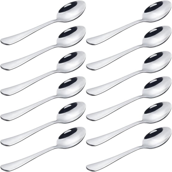 Xiao Hua stainless steel espresso spoon, 5-inch mini coffee spoon, suitable for small coffee cups, dessert tea, 12 piece set, silver
