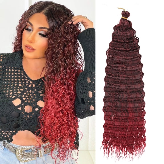 Xiao Hua synthetic crochet wig, 24 inch water wave crochet wig, pre looped crochet wig for quick weaving, Bohemian water wave hair style wig, 1 pieceT04