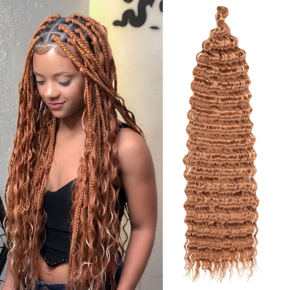 Xiao Hua synthetic crochet wig, 30 inch brown water wave crochet wig, pre looped crochet wig for quick weaving, Bohemian water wave hair style wig, 1 piece