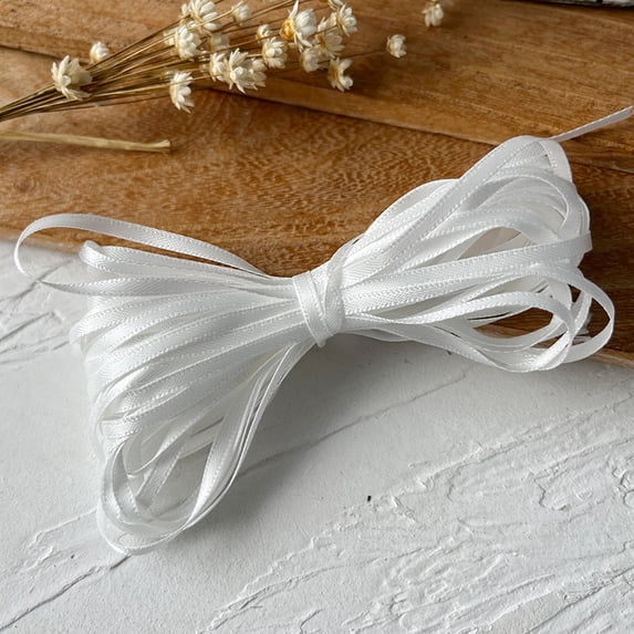 Ultra Ribbon Xiao Hua white ultra narrow satin ribbon 0.12 inches wide x 32.8 feet ...