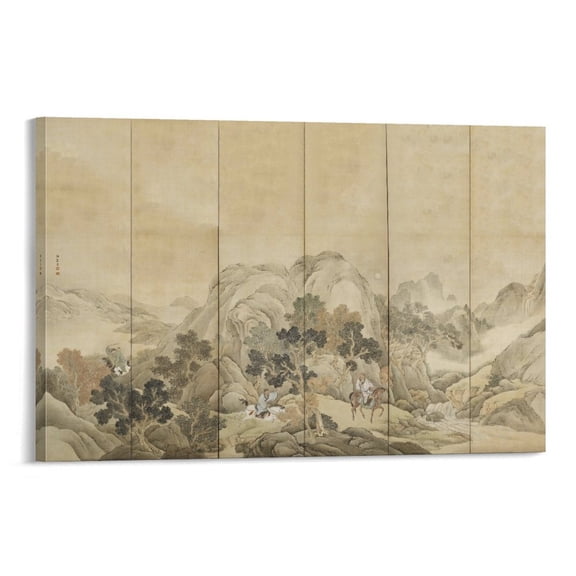 Xiao Na Pursues Han Xin A Painting by Yosa Buson (Poster) Canvas Wall Art Poster Decorative Bedroom Modern Home Print Picture Artworks Posters 08x12inch(20x30cm)