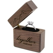 XiaoBanDeng DSHOM Wooden Slim Proposal Engagement Ring Box, Walnut Flip Lid Ring Box for Proposal Wedding Ring Storage