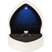 XiaoBanDeng Heart Shaped Ring Gift Box with LED Light, Velvet Earrings Jewelry Case with Light, Jewellry Display Box for Wedding, Engagement, Proposal, Birthday and Anniversary (Black)