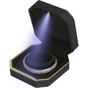 XiaoBanDeng Luxury LED Jewelry Bracelet Gift Box with LED Light, Velvet Small Jewelry Box Storage Case Organizer Holder for Wedding, Engagement, Proposal, Birthday and Anniversary (Gold)