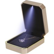 XiaoBanDeng Luxury LED Pendant Necklace Gift Box with LED Light, Velvet Jewelry Storage Display Case for Proposal Engagement Wedding Anniversary Birthday Valentine's Day (Blue)