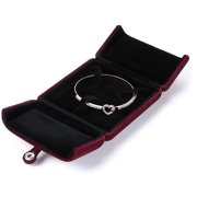 XiaoBanDeng MDLUU Velvet Bracelet Box, Double Open Jewelry Gift Box, Bangle Holder Case for Birthday, Wedding, Valentine's Day, Anniversary (Dark Red)