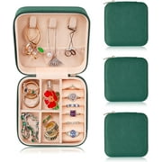 XiaoBanDeng Ponpon 3Pcs Portable Jewelry Travel Organizer, Small Travel Jewelry Case For Women, Pu Leather Travel Jewelry Box For Necklace Rings Earrings Bracelet（Blue）