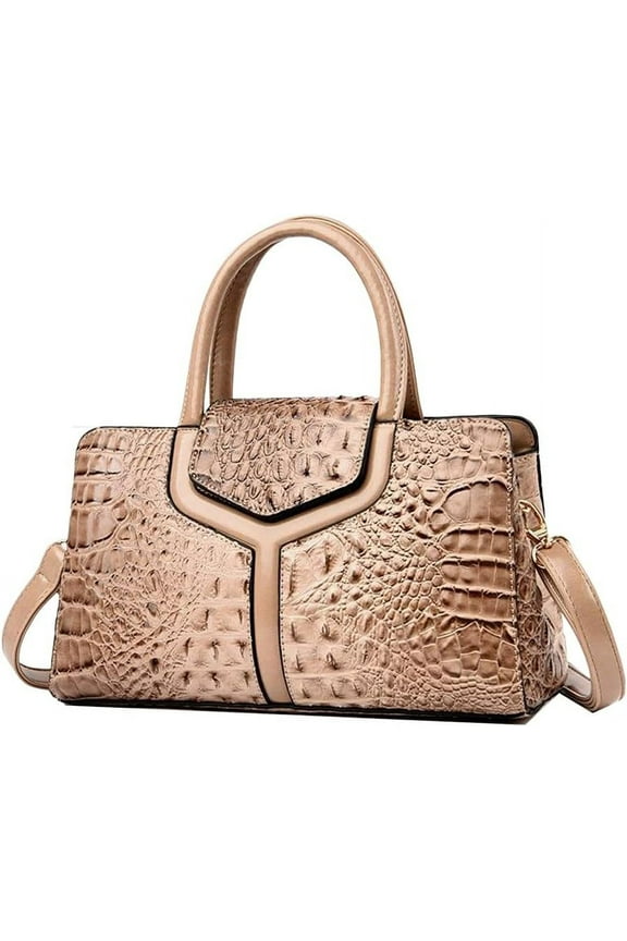 Top Handle Handbags Women Purse Crocodile Pattern Faux Leather Tote Bags Satchel Bags Zipper&Flap Handbag Shoulder Bag