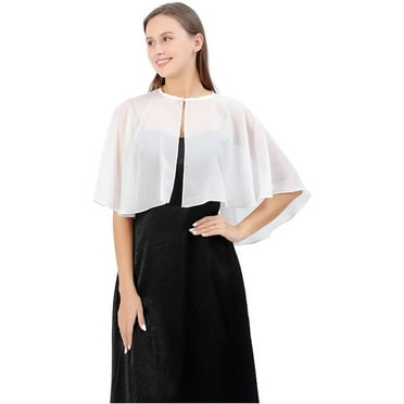 XiaoBanDeng Wedding Shawl Wraps Evening Cape Bridal Shawl Bolero Flapper Cover Up Chiffon Shrug Capelets for Women