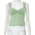 thumbnail image 1 of XiaoBanDeng Women's Summer Solid Color Square Collar Tie Pleated Revealing Back Vest Top T -Shirt, 1 of 9
