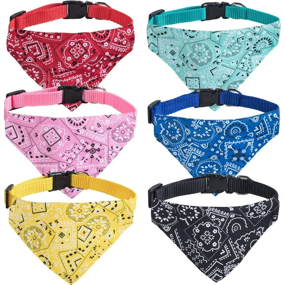 XIAOEN 6PCS Cat Bandana Collars with Removable Bow Tie for Cats Puppy Kittens Small Dogs Collars Adjustable Bandana