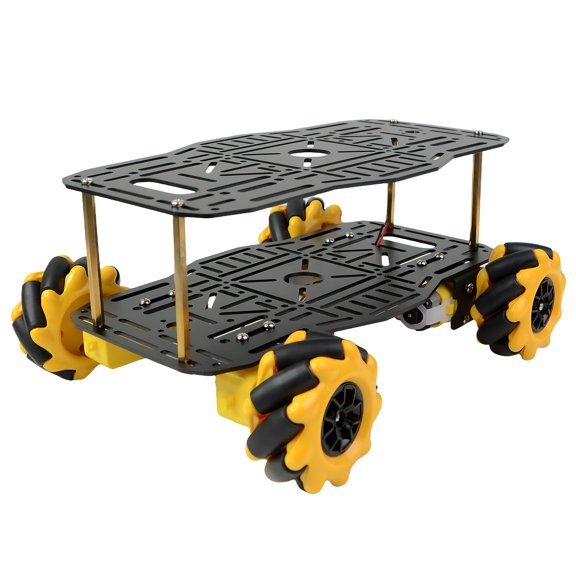 XiaoR Geek Mecanum Robot Chassis Car Kit with 360 Omnidirectional Wheel, Aluminum Alloy Frame, 60mm Omnidirectional Wheels, TT Motor, Robotic Moving Platform for DIY Education Robot Y101