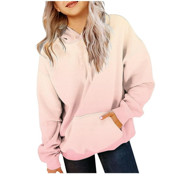XiaoShan Boys and Girls Preppy Hoodies Y2k Toddler Crewneck Sweatshirt 4T Pullover Hoodies Size 8-10 with Pockets Long Sleeve Tops Gradual Print Shirts Sudaderas Para NiñAs