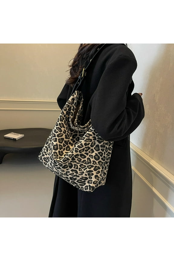 Faux Leather Crossbody Bag for Women Large Capacity Tote Bags Leopard Print Shoulder Bags with 2 Pockects,Khaki