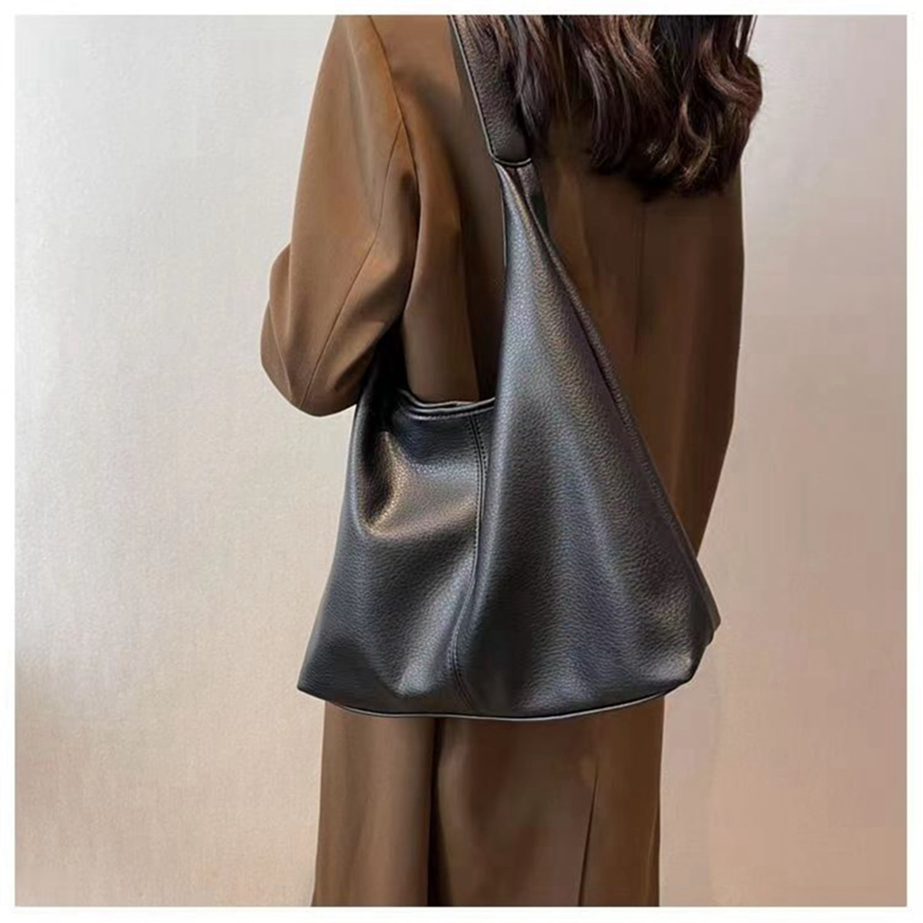 Xiaocao8 Hobo Bags for Women Tote Bag Retro Faux Leather Crossbody Bag Soft Shoulder Purses Handbags Large Capacity with Magnetic Buckle, Black