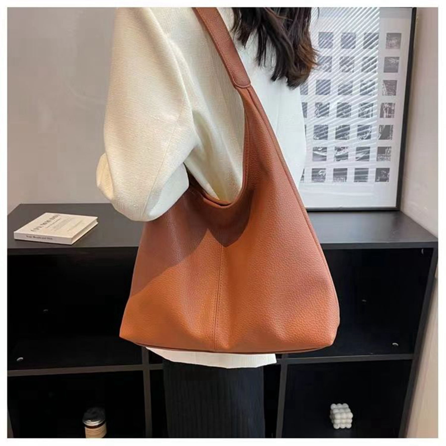 Xiaocao8 Hobo Bags for Women Tote Bag Retro Faux Leather Crossbody Bag Soft Shoulder Purses Handbags Large Capacity with Magnetic Buckle, Brown