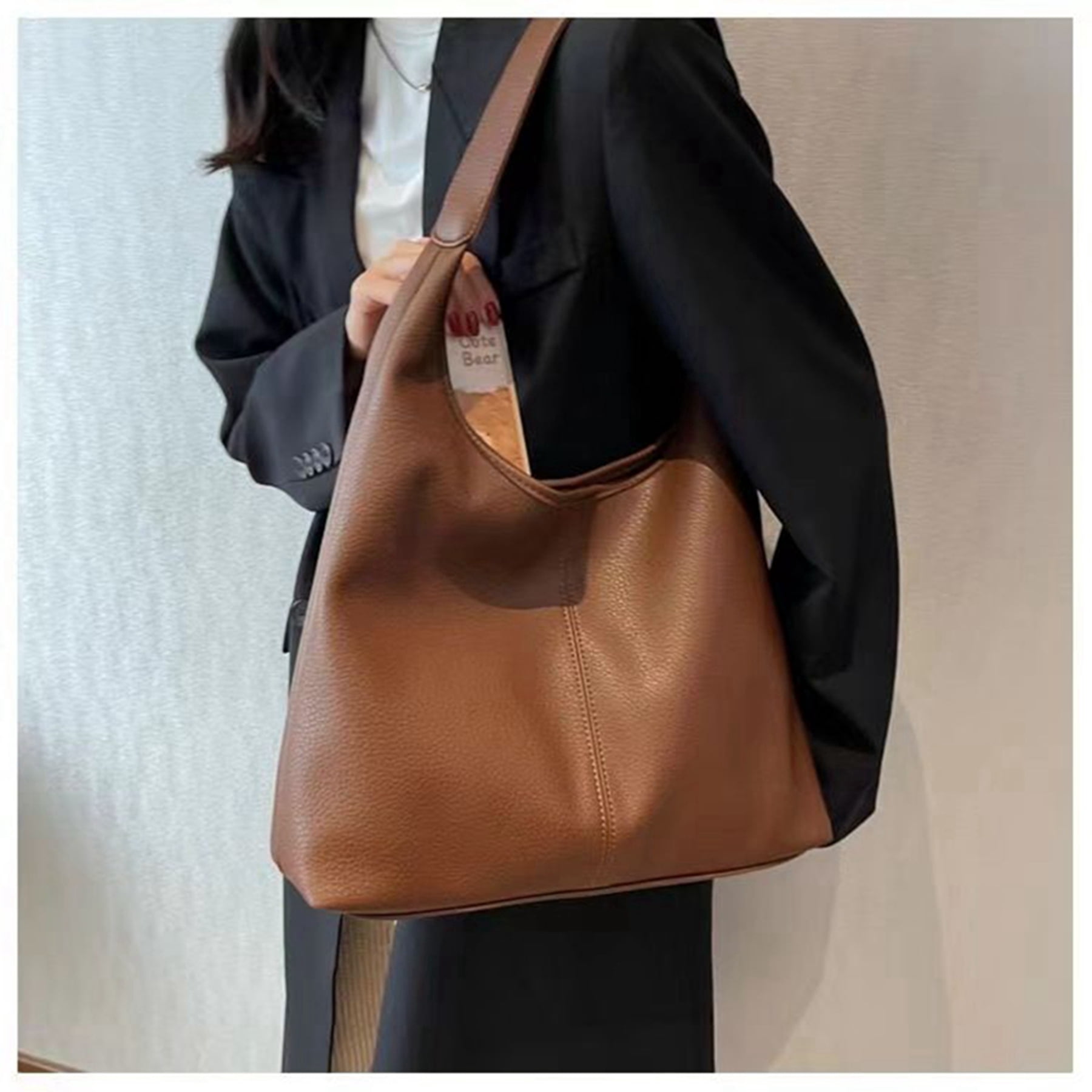 Xiaocao8 Hobo Bags for Women Tote Bag Retro Faux Leather Crossbody Bag Soft Shoulder Purses Handbags Large Capacity with Magnetic Buckle, Coffee