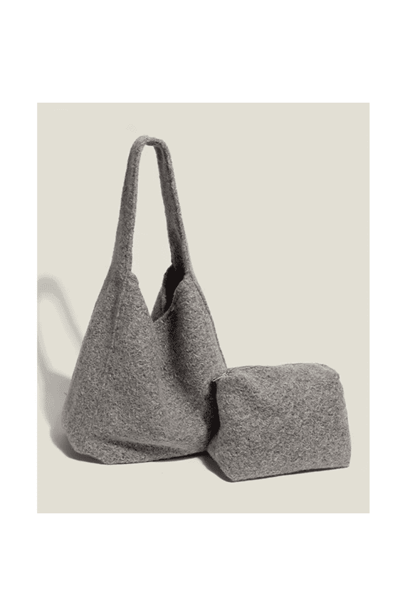 Hobo Bags for Women, Trendy 2Pcs Handbag Wallet Set, High-capacity Tote Bag with Magnetic Buckle, Soft Shoulder Bags Purse, Gray
