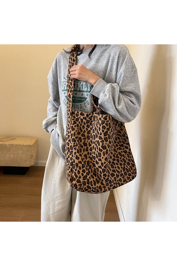 Leopard Print Crossbody Bag for Women Large Capacity Tote Bags Shoulder Bags with Zipper, Brown