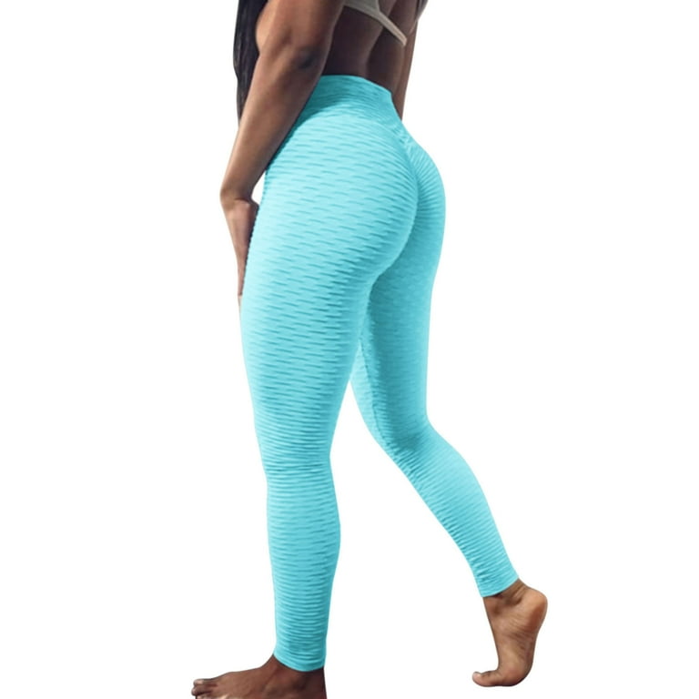 Xiaoluokaixin Women s Bubble High Waisted Leggings Tummy Control Butt Lifting Yoga Quick Dry Workout Running Tights cqH
