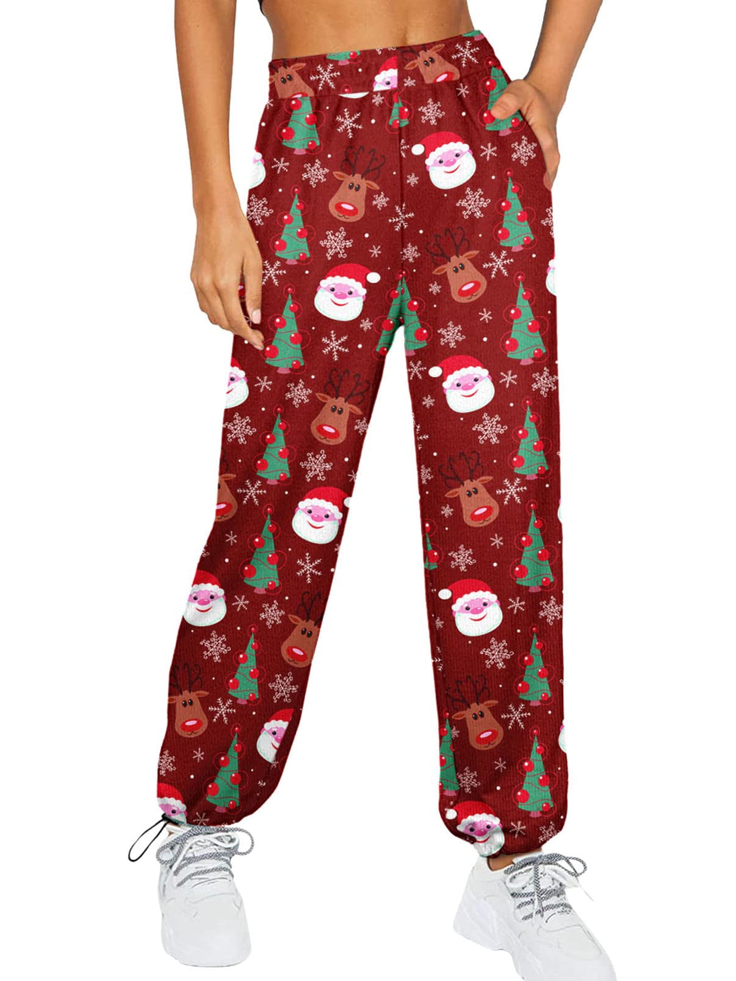 Xiaoluokaixin Women's Christmas Lounge Pants, Adjustable Drawstring