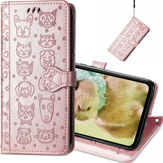 for Xiaomi 11T Pro Cartoon Cute Wallet Case,Cat Dog Style Flip Phone Cover for Xiaomi 11T with ID Card Holder PU Leather Cases for Xiaomi 11T Pro/11T MG Rose Gold