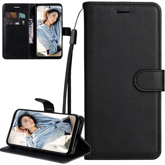 Xiaomi 12T Wallet Phone Case with Card Holder for Women, 12T/12T Pro Case Luxury Simple Solid Color PU Leather Flip Case Cover for Xiaomi Redmi K50 Ultra CS Black