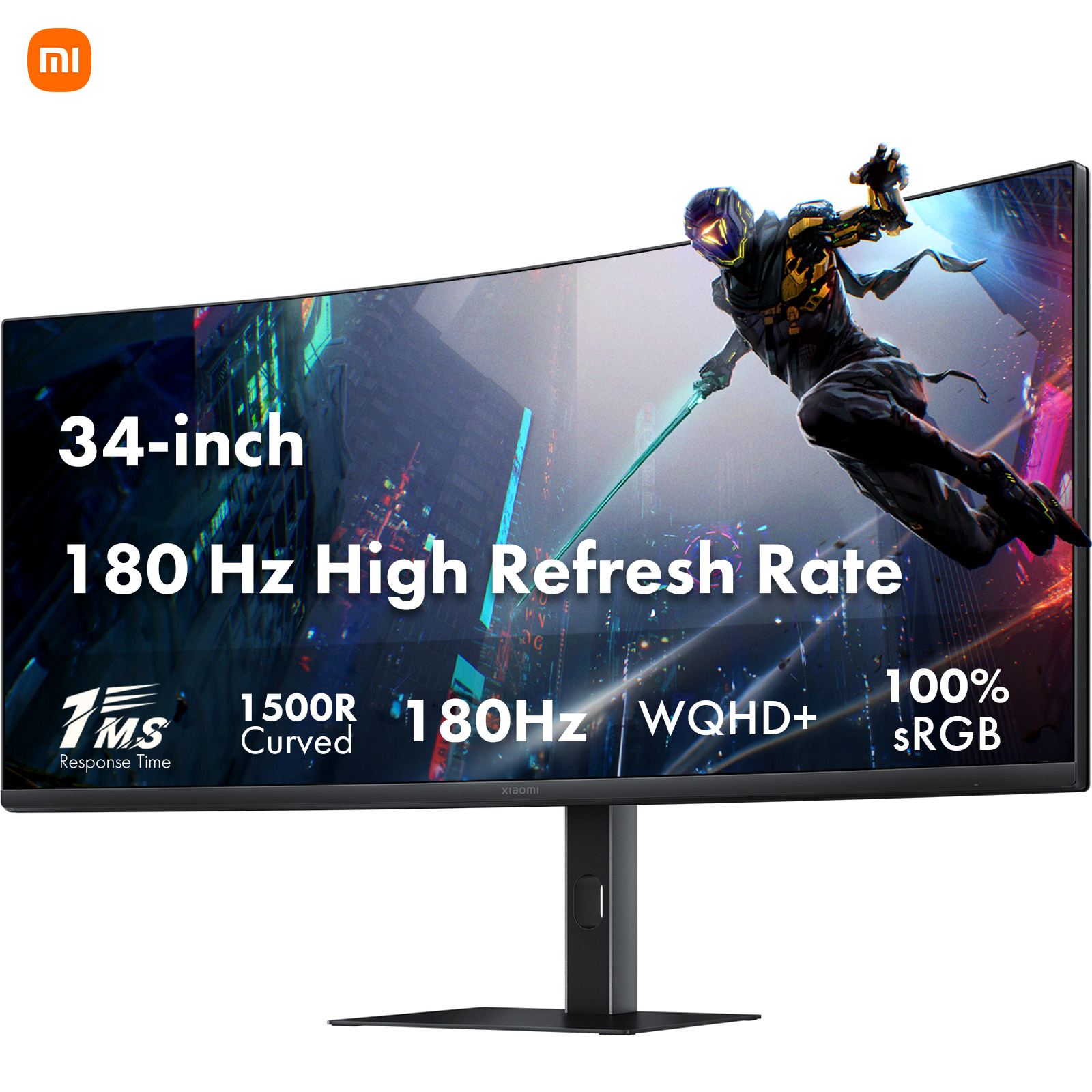 Xiaomi Curved Gaming Monitor G34WQi, 34 inch WQHD 2K, 3440*1440, 21:9, 180hz, 1ms, 100% sRGB, 95% DCI-P3, TÜV Low Blue Light, 2 HDMI , Black Sansujyuku sansujyuku.com