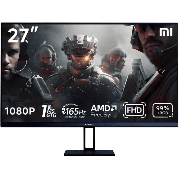 Xiaomi Gaming Monitor 27-inch 165Hz 1ms, FHD (1920 × 1080), IPS HDR10* FreeSync Premium, 99% sRGB, TUV Low Blue Light Desktop, Computer Screen Monitor