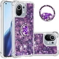 thumbnail image 1 of for Xiaomi Mi 11 5G Case, Creativity Clear Quicksand Glitter Flowing Liquid Floating Soft TPU Case w/Stand Bling Diamond Sparkle Phone Cover for Xiaomi Mi 11 5G  Purple, 1 of 14