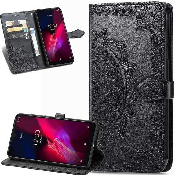 for Xiaomi Mi 11 Pro 6.81 inch Wallet Case,Mandala Embossing PU Leather Girls Phone Case with Credit Card Holder & Hand Strap Flip Folio Closure Protective Cover for Mi 11 Pro MTL Black