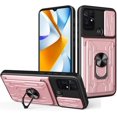 thumbnail image 1 of for Xiaomi Poco C40 Case Sliding Window Case with Card Holders, Cover with Slide Camera Protection Built-in Magnetic Kickstand Case for Xiaomi Poco C40 LJK Rose Gold, 1 of 9