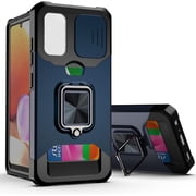 for Xiaomi Poco M4 Pro 5G Sliding Window Case with Card Holders, Cover with Slide Camera Protection Built-in Magnetic Kickstand Case for Xiaomi Poco M4 Pro 5G TC Blue