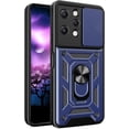 thumbnail image 1 of for Xiaomi Redmi 12 4G Case with Slide Camera Cover for Men, Military Grade Drop Phone Cover Case with Rotate Ring Kickstand for Xiaomi Redmi 12 4G SJ Blue, 1 of 8