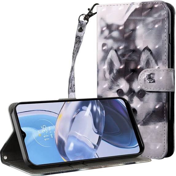 for Xiaomi Redmi A1 Wallet Case with Card Slot Holder Kickstand - Lovely Colorful Pattern PU Leather Flip Phone Case Cover for Xiaomi Redmi A1 Dog Husky