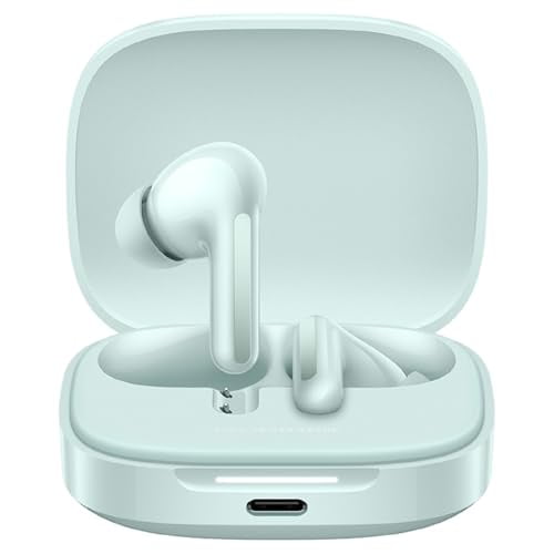 Xiaomi Redmi Buds 6 Dual Mic Fast Pair LDAC, Up to 49dB Active Noise Cancellation, Compatible with Android iPhone or Any Bluetooth Device 42hrs Music (Coral Green)