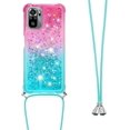 thumbnail image 1 of Xiaomi Redmi Note 10 4G (Not 5G) Cute Case with Strap Crossbody Gradient Quicksand Bling Sparkle Flowing Liquid Floating with Neck Cord Lanyard Strap Case for Redmi Note 10S LSGS Powder Blue, 1 of 14